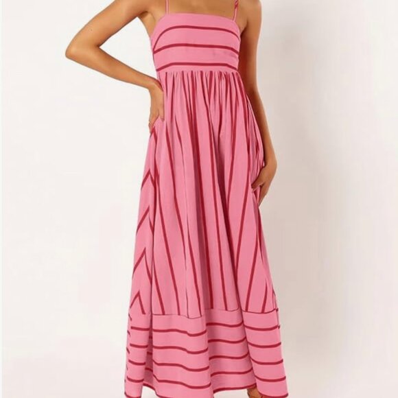 Pink and red striped summer dress - Picture 2 of 7